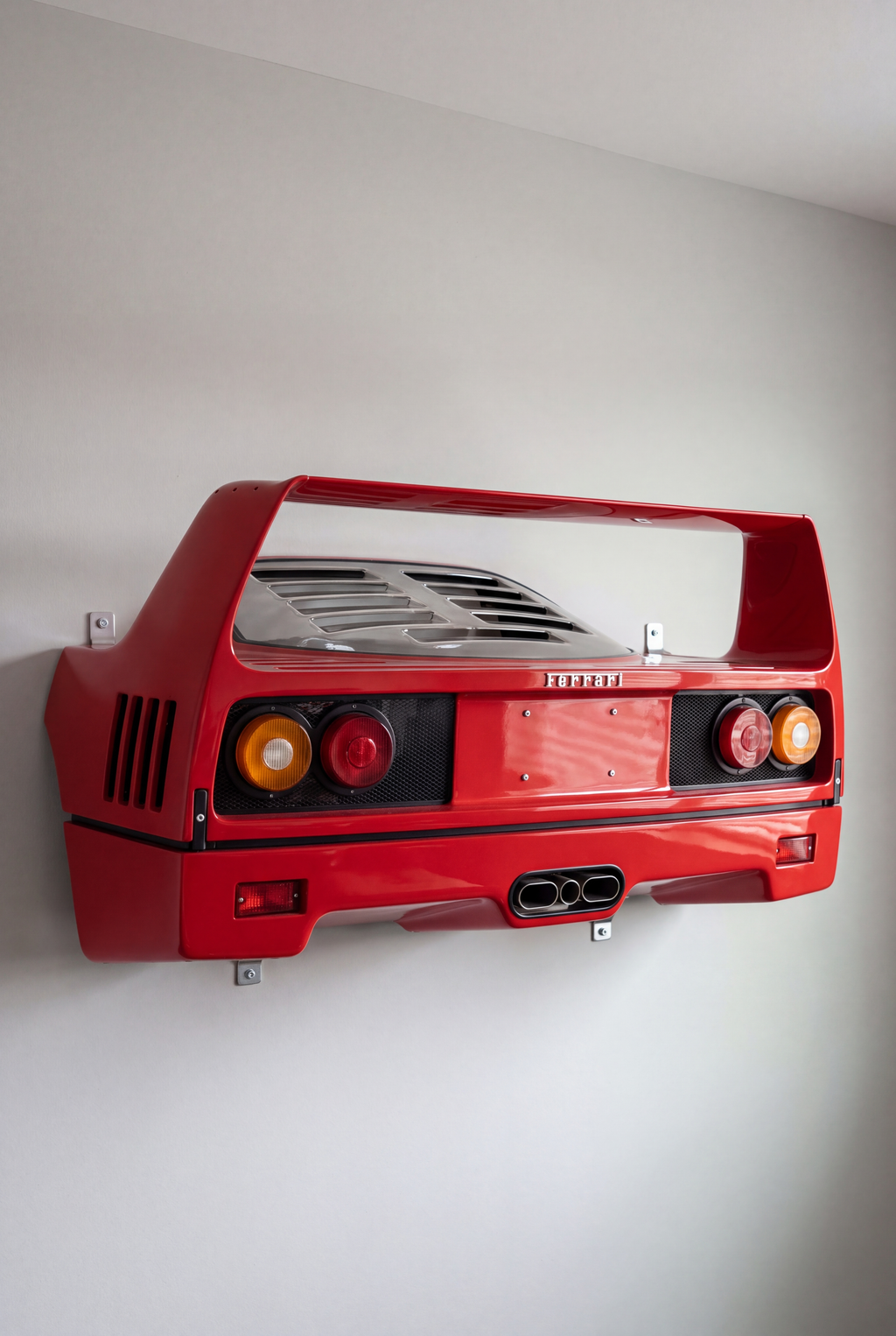 Ferrari F40 style WingMount car shelf in red, wall mounted